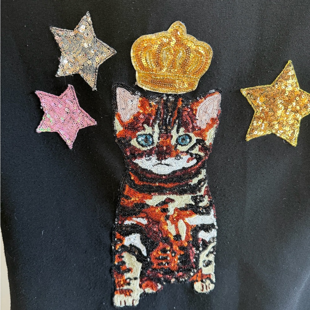 Dolce & Gabbana Cat Sequin Dress Black Mini Crown Stars - Picture 4 of 9